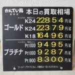 【金プラチナ　ジュエリー　買取　盛岡】１２／１８(木)金プラチナ買取相場です