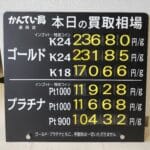 【金プラチナ　ジュエリー　買取　盛岡】１２／２９(月)金プラチナ買取相場です