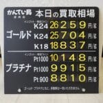 【金プラチナ　ジュエリー　買取　盛岡】２／２２(日)の金プラチナ買取相場です