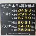 【金プラチナ　ジュエリー　買取　盛岡】８／３１(月)金プラチナ買取相場です