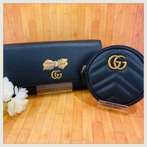 【ブランド 販売 盛岡】ブラック×ゴールドで高級感!GUCCIのお財布と小銭入れはいかがですか♡