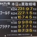 【金プラチナ　ジュエリー　買取　盛岡】１２／２０(土)金プラチナ買取相場です