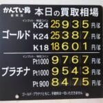 【金プラチナ　ジュエリー　買取　盛岡】２／１１(水)の金プラチナ買取相場です