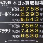 【金プラチナ　ジュエリー　買取　盛岡】7/26(日)金プラチナ買取相場です