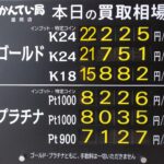 【金プラチナ　ジュエリー　買取　盛岡】８／6(木)金プラチナ買取相場です