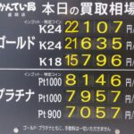 【金プラチナ　ジュエリー　買取　盛岡】８／7(金)金プラチナ買取相場です