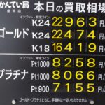 【金プラチナ　ジュエリー　買取　盛岡】８／１2(水)金プラチナ買取相場です