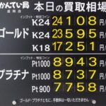 【金プラチナ　ジュエリー　買取　盛岡】8／23(日)金プラチナ買取相場です