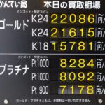 【金プラチナ　ジュエリー　買取　盛岡店　八戸店】9／26(土)金プラチナ買取相場です