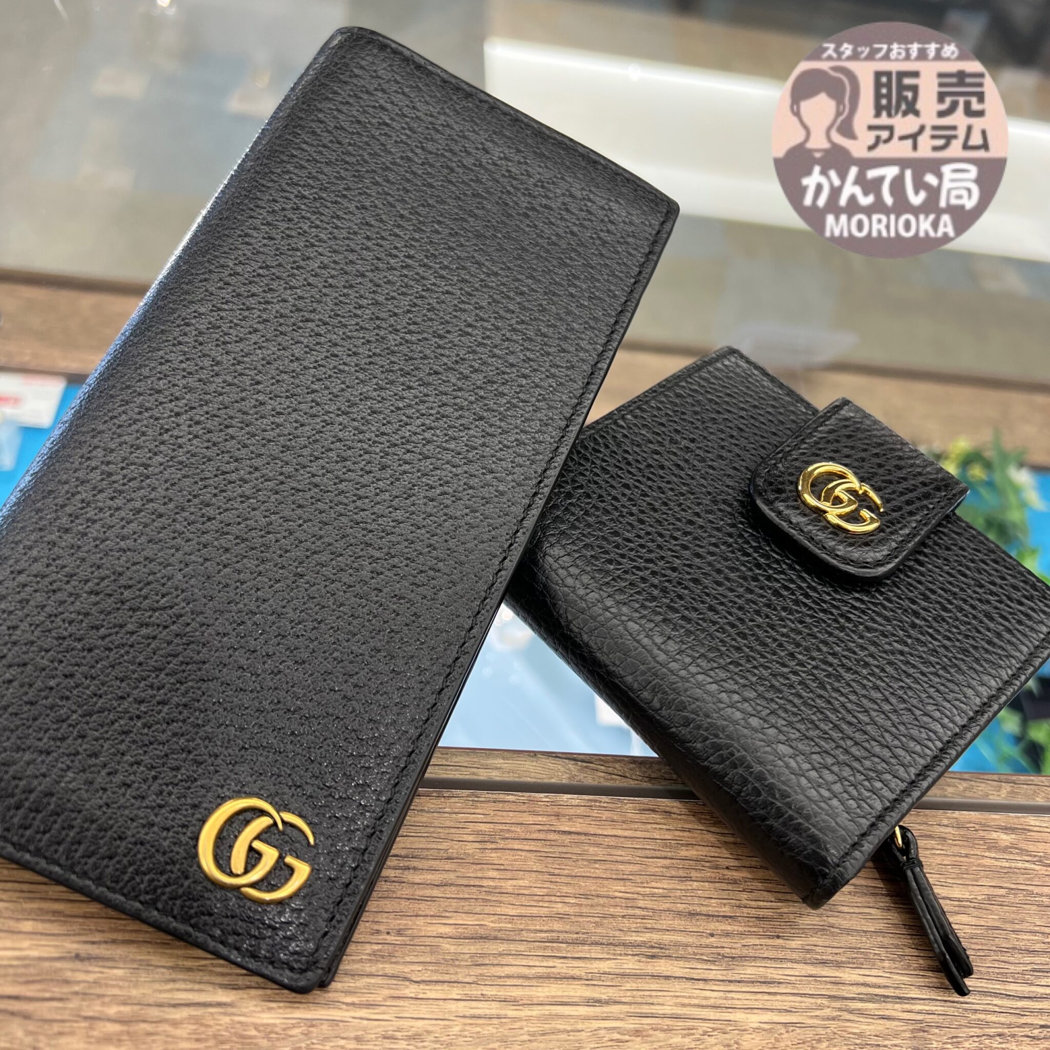 【GUCCI　販売】ブラック✖ゴールドで高級感💖GUCCI グッチ GGマーモントのお財布