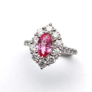 【カラーストーン　色石　買取　盛岡】パパラチアサファイアとダイヤのリングをお買取させていただきました！