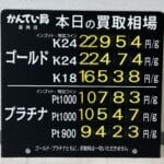 【金プラチナ　ジュエリー　買取　盛岡】１２／３０(火)金プラチナ買取相場です