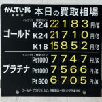 【金プラチナ　ジュエリー　買取　盛岡】７／７(火)金プラチナ買取相場です