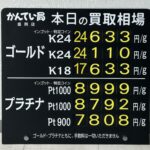 【金プラチナ　ジュエリー　買取　盛岡】８／２５(火)金プラチナ買取相場です