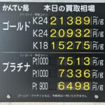【金プラチナ　ジュエリー　買取　盛岡店　八戸店】１０／２２(木)金プラチナ買取相場です